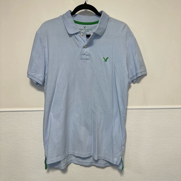 Men's American Eagle Outfitters Polo Shirt, M, Light Blue Green Logo - Picture 9 of 10